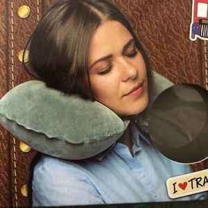 2 gray Inflatable microsuede portable‎ no tools needed travel pillows new